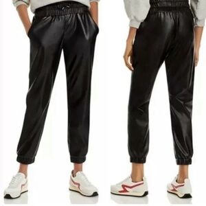 7 For All Mankind Black Faux Leather Joggers. Size M
